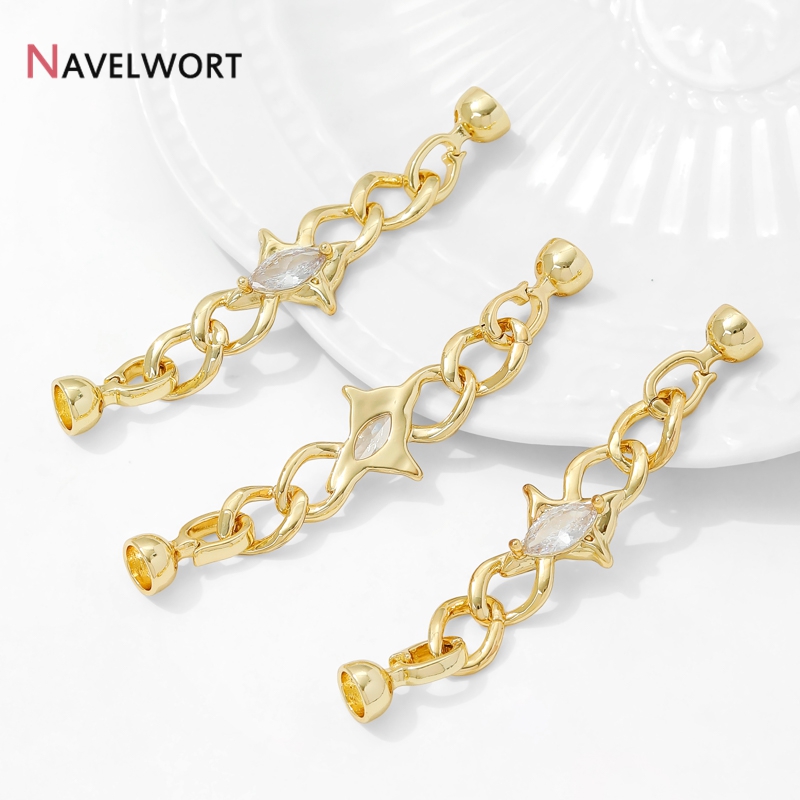 Jewelry Making Chain - مشبك توصيل من النحاس المطلي بالذهب