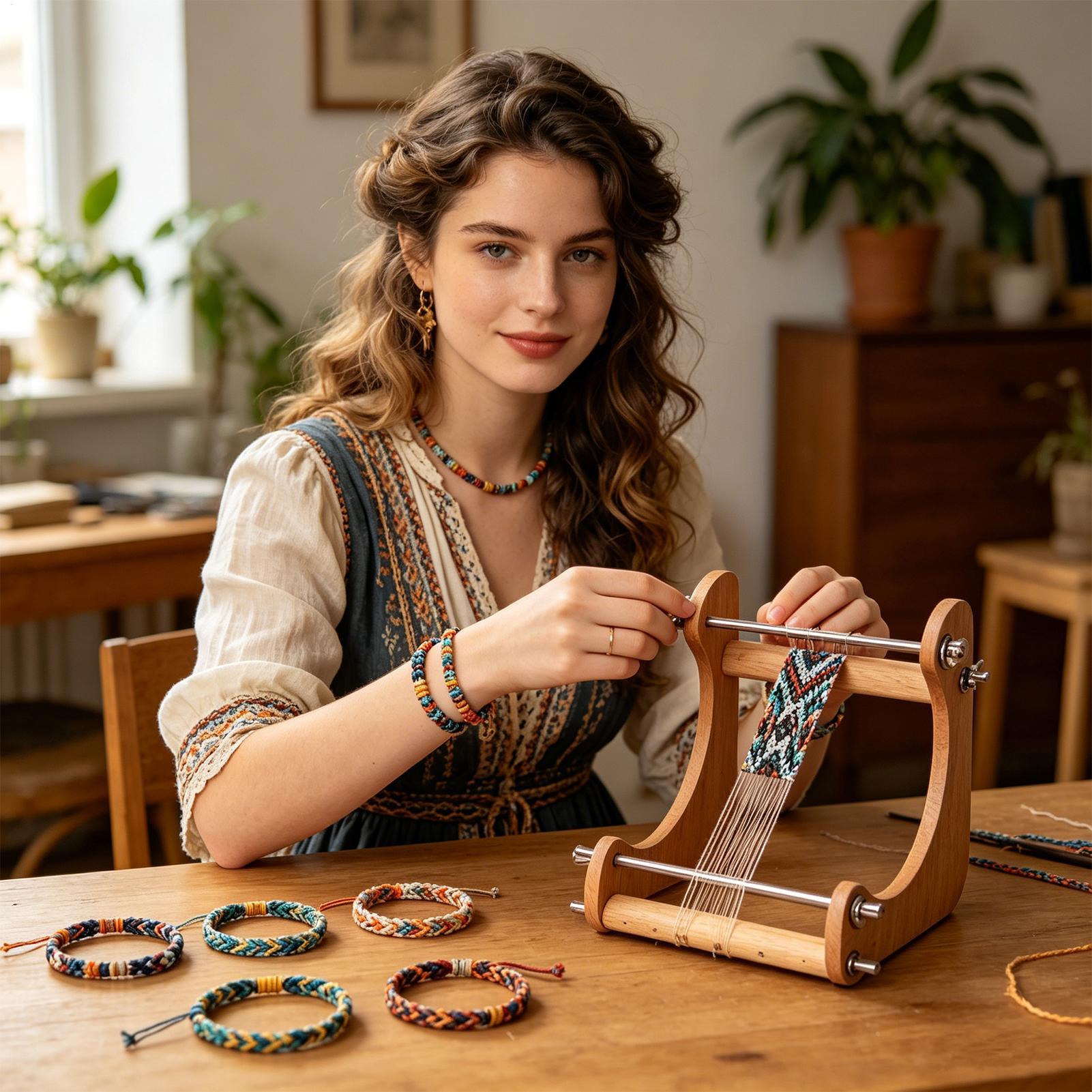 Jewelry Making Workshop - آلة نسج الخرز الخشبية القابلة للتعديل،